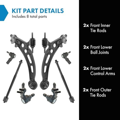 TRQ Front Steering & Suspension Kit Ball Joint Control Arm Tie Rod