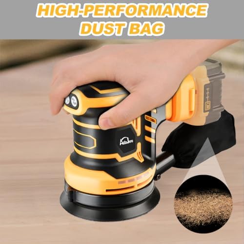 Random Orbit Sander Compatible with Dewalt 20V Battery 3 Adjustable Speed 5 inch electric Sander with Dust Bag 3 Sandpaper for Polishing, Sanding, Smoothing Surfaces (NO Battery)
