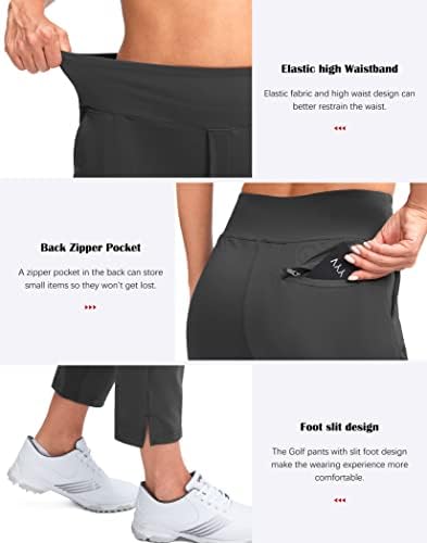 YYV Women's Golf Pants High Waist Stretch Ankle Pants with Pockets