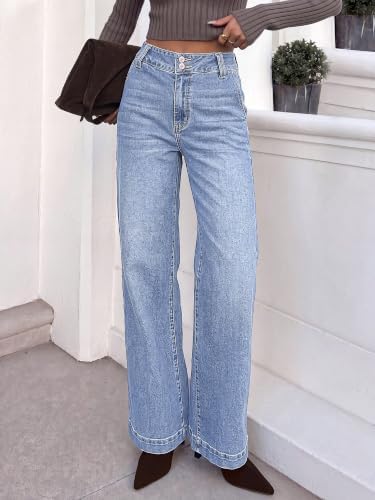 KIRUNDO Wide Leg Jeans for Women High Waisted Denim Pants