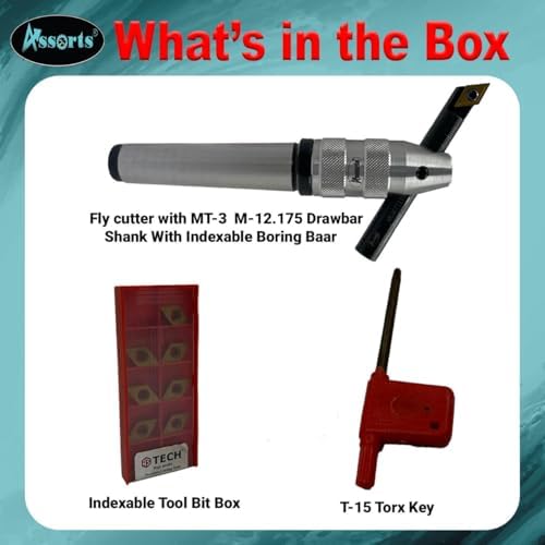 New Developed Fly Cutter with MT3 Shank & Indexable Boring Bar – Includes 10 PCS DCMT 11T304 Inserts, T-15 Key & Plastic Case | Perfect for Facing & Boring | Watch Video for Details