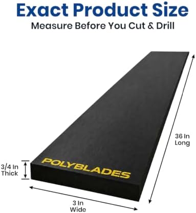 UHMW Snow Plow Cutting Edge, 3/4 in Thick x3 in Wide x36 in Long