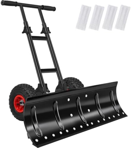 TomCare 36 in Snow Shovel with Wheels, Alloy Steel Snow Pusher Shovel