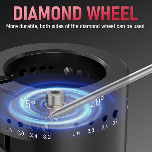 YESWELDER Tungsten Electrode Sharpener Grinder For TIG welding, Handheld Electric with LED Display, Cordless TIG Welding Rotary Tool With Flat Grinding Block Cut-Off Slot, 4 Sizes 6 Angles