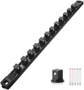 Reniteco Magnetic Socket Organizer, 1/2” Aluminum Alloy Rail, 12 Clips | Heavy-Duty Socket Rails, Removable 360° Swivel ABS Clips, Magnetic Base, Tool Box Drawer or Wall Mount