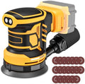 Cordless Sander Compatible with DeWalt 20v Battery, Random Orbit Sanders Brushless Motor 5 Inch with 6 Variable Speed 9700-19000RPM, 20PCS Sanding Discs & Dust Collector for Sanding (No Battery)