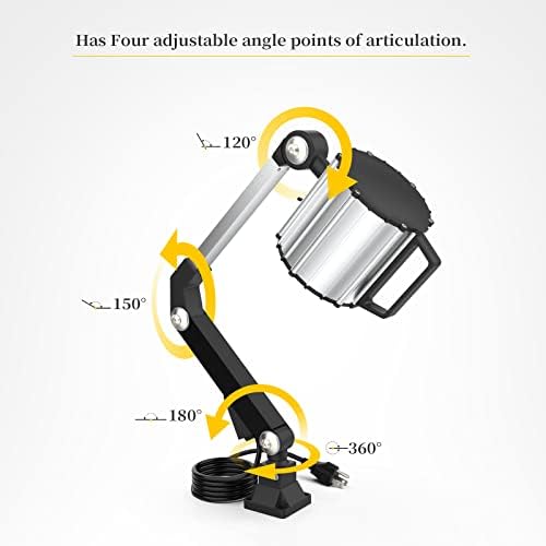 Led Waterproof Machine Work Light, Multipurpose Adjustable Angle Aluminum Alloy Long Arm for Lathe CNC Milling Drill Press and Workbench, AC 110~240V with US Plug