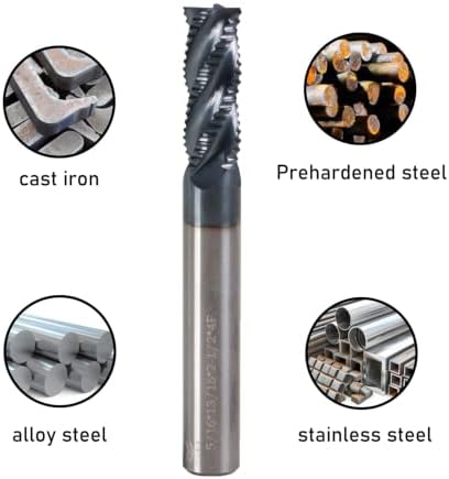 5/16" 4 Flute Roughing End Mill AlTiN Coated Carbide, 1Pcs