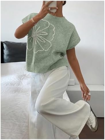 SOLY HUX Women's Short Sleeve Business Casual Sweater