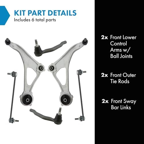 TRQ Front Steering & Suspension Kit Control Arm with Ball Joint Sway Bar