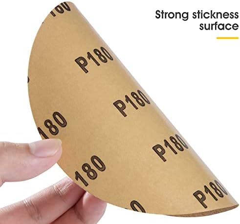 CowboyBOB 100PCS 6 inch Gold PSA Sanding Discs 180 Grit Self Adhesive Sticky-Back Sandpaper Aluminum Oxide Abrasive Sand Paper Woodworking Wood Metal Sanding Disc Roll