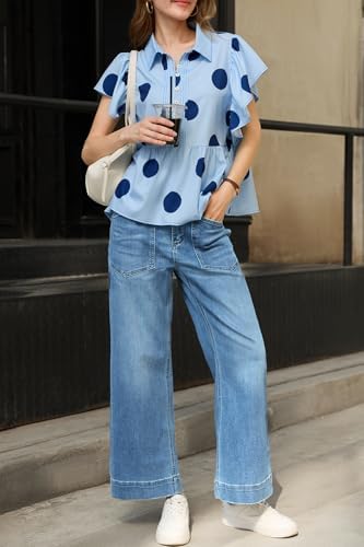 Cicy Bell Womens Cropped Wide Leg Jeans High Waisted Baggy Denim Ankle Pant