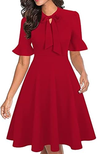 Women Summer Floral Ruffle Sleeve Wear to Work Church Wedding Guest Party Dresses