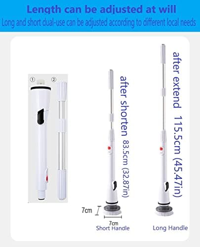 Electric Spin Scrubber, Electric Cleaning Brush Scrubber 360 Cordless Power Cleaning Brush with Telescopic Rod Handle, Portable Spin Scrubber for Cleaning Kitchen, Floor, Toilet, 3 Brushes & a Holder