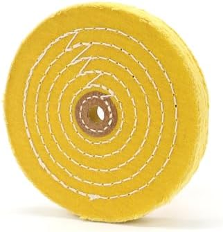 SCOTTCHEN Buffing Polishing Wheel 6 inch Treated Yellow Cotton Medium(42 Ply) with 1/2 inch Arbor Hole for Bench Grinder - 1 Pack