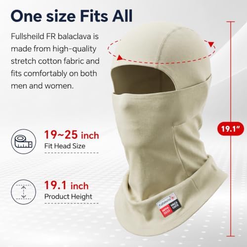 Fullsheild FR Balaclava CAT2 7oz Flame-Retardant Cotton Face Mask, NFPA2112