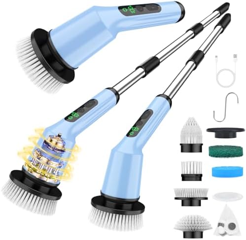 Electric Spin Scrubber for Bathroom, Shower Scrubber with Long Handle