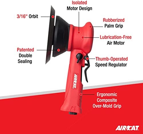 AIRCAT 6310 6" Composite Dual Action Sander 10,000 RPM, 3/16” Orbit