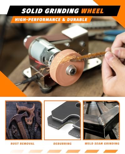 Mini Belt Sander, Electric Small Sander Knife Sharpener, 6.7"x6.9"x4.9"