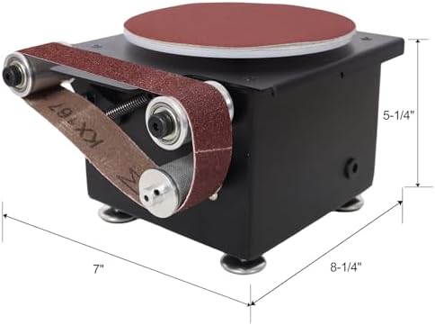 2 in 1 Mini Belt Disc Sander, 6 Inch Belt Sander Adjustable Speed Electric Grinding Sanding Machine, Handcraft System Bench Grinder Small Spindle Sander Machine for Metal Working and Woodworking