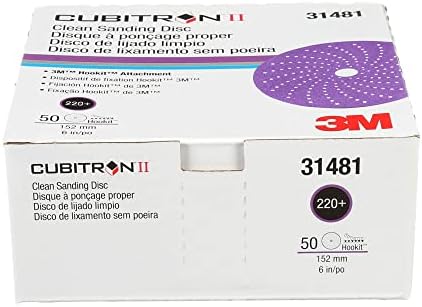 Cubitron 3M II Hookit Clean Sanding Abrasive Disc 31481,6 in,220+ Grade,Pack of 200 Discs,Virtually Dust-Free,High Performance,Long Lasting,Multi-Hole Pattern, Feather Edging,Stock Removal(Pack of 4)