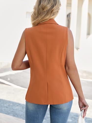 Mina Self Women's Sleeveless Vest Tops Open Front Lightweight Blazer Jacket