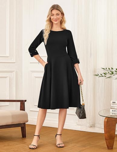 GRACE KARIN Work Dresses for Women Fit and Flare Midi Dress