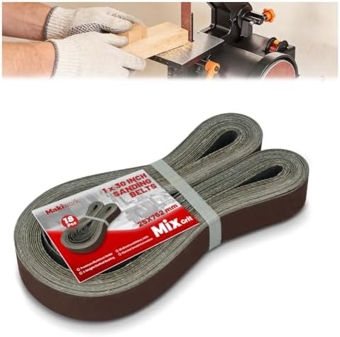 18 Pack 1x30 Inch Sanding Belts, Assorted 60–400 Grit Aluminum Oxide Abrasive Belts for Belt Sander, Woodworking, Metal Polishing & Surface Preparation