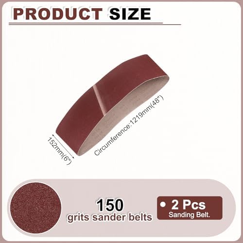 HARFINGTON 6 x 48 Inch Sanding Belts, 2 Pcs 150 Grits Aluminum Oxide