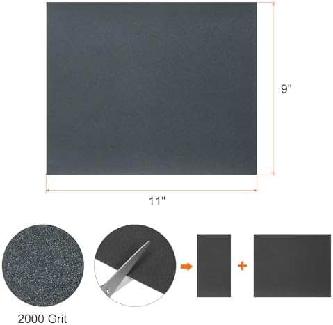 HARFINGTON 30pcs Sandpaper 2000 Grit 9 x 11 Inch Waterproof Backing Silicon Carbide Abrasive Wet Dry Sanding Sheets for Wood Finishing, Metal Sanding, Automotive Polishing