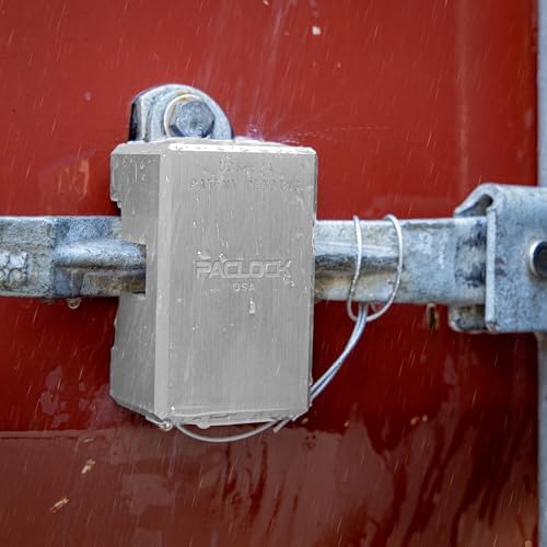PACLOCK's 82-Series Patented Container Lock, UCS, Keyed Different, Silver, Anodized Aluminum, 1, for Ribbed-Handles on Container Doors