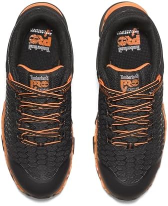 Timberland PRO Men's Powertrain Sport Alloy Safety Toe Industrial Athletic Work Shoe, Black/Orange-2024 New, 13 W