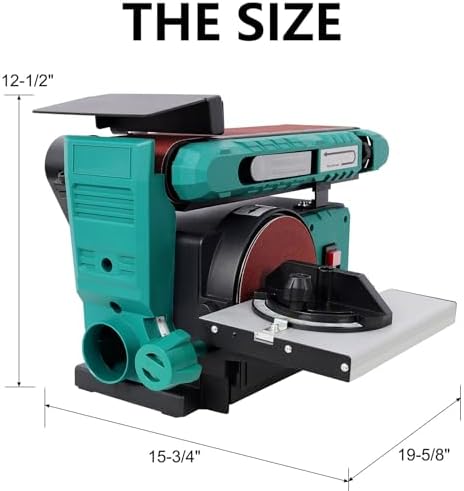 Benchtop Belt and Disc Sander - 4x36 Inch Belt & 6 Inch Disc, 120V/60Hz, Adjustable 0-90° Tilt & 0-45° Bevel Table, Quick-Change Sandpaper for Woodworking & Metalworking, Green (Model 1)