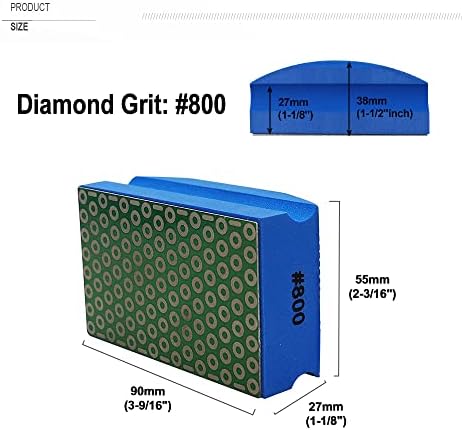 SHDIATOOL Diamond Hand Polishing Pads Foam Back for Granite Marble Stone Ceramic Grinding Pads Sanding Block Grit 800 Pack of 2