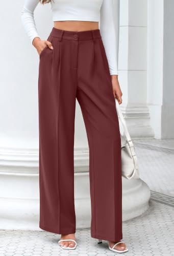 FUNYYZO Wide Leg Dress Pants for Women Work Slacks Business Casual Outfits