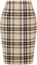 IDEALSANXUN Plaid Skirts for Women Fall Winter Knee Length Pencil Wool Skirt with Slit