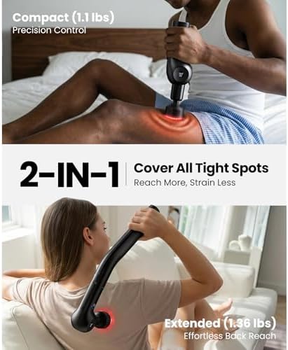 BOB AND BRAD L7 Ultra Massage Gun with Heat, Red Light & Extension Handle