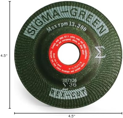 Sigma Green Grinding Wheel 4-1/2 x 7/8 36 Grit (5 PCS)