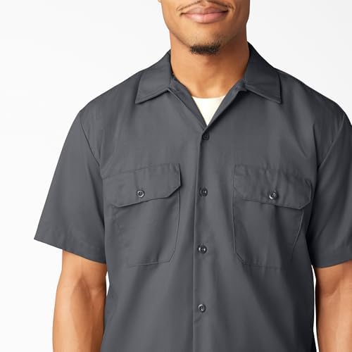 Dickies Men’s Short Sleeve Work Shirt – Durable Twill Button Down Shirts for Men, Lightweight Uniform for Daily Wear