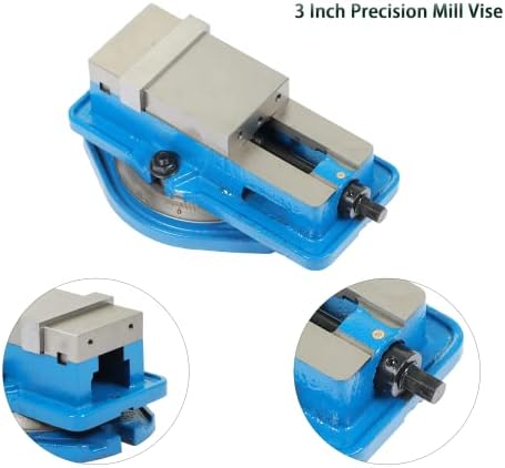 3 Inch Accuracy Mill Vise with 360 Degree Swiveling Base Heavy Duty Milling Machine Vise Fit for CNC, Milling Machines and Machining Centers