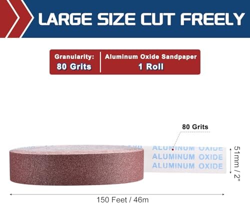 Sandpaper Roll 2Inch 150FT 80Grit Aluminum Oxide Emery Cloth Roll