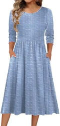Zeagoo 3/4 Sleeve Women's Dress Casual Aline Summer Fall Midi Long Dresses