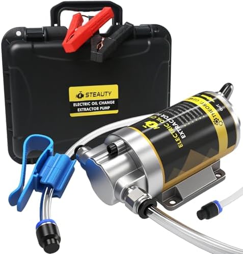 12V 100W Portable Oil Transfer Pump Set, 1-4L/min Engine Oil Pump for Engine Oil, Gear Oil, Lubricating Oil, Electric Self-Priming Motor Oil Extractor Pump for Boat, Car, Truck and Lawnmower