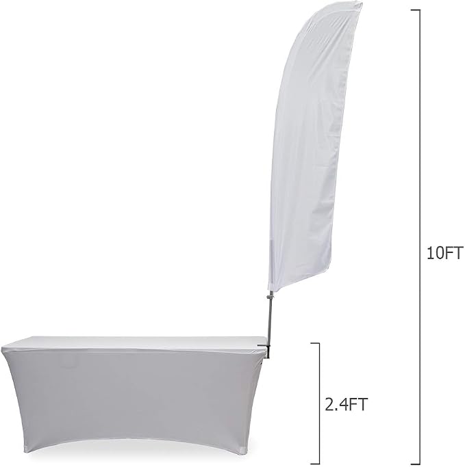 Vispronet White Small Feather Flag Kit with a Table Clamp – 1.8ft x 6.6ft Flag – Great for Businesses, Storefronts, Job Fairs, and Festivals – Printed in the USA