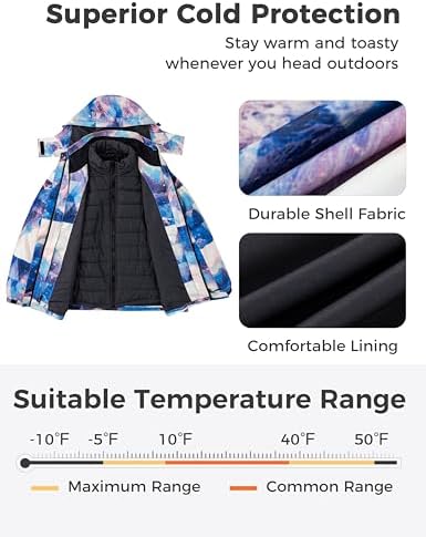 wantdo Women's 3 in 1 Ski Jacket Plus Size Winter Coats Snowboarding Jacket