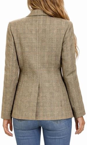 Mina Self 2026 Women's Fall Tweed Blazer Plaid Jacket Business Casual Coat