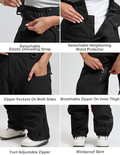 GSOU SNOW Mens Womens Snowboard Pants-Baggy Ski Snow Bibs
