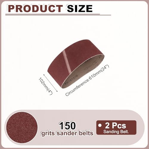 HARFINGTON 4 x 24 Inch Sanding Belts, 2 Pcs 150 Grits Aluminum Oxide