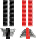 80 pcs MAGNETIC Modular Wrench Organizers for Tool Drawers - Wrench Rack with Metric & SAE Labels, Perfect Tool Storage Holder. Gift for father, brother and boyfriend (With Magnet) (Black and Red)