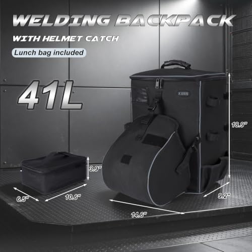 KUNN Welding Backpack, 41L Welder Bag with Helmet Holder for Tools & Helmet